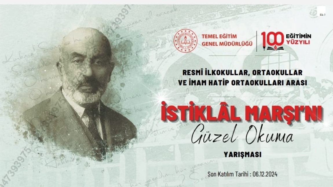 İSTİKLAL MARŞI’ MIZI GÜZEL OKUMA YARIŞMASINA KATILIYORUZ...